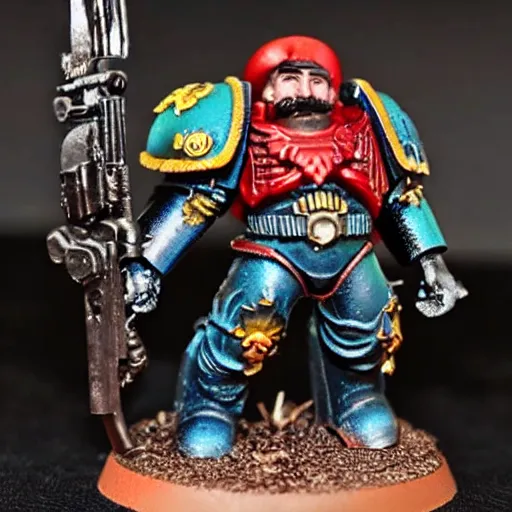 Prompt: joseph stalin as a space marine in warhammer 40k