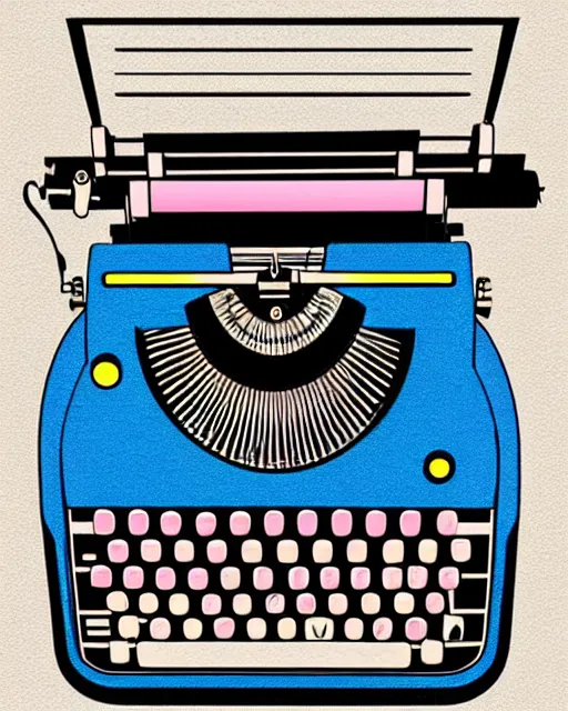 Prompt: artdeco illustration digital art typewriter. retro. colorful pastel. 3 d.