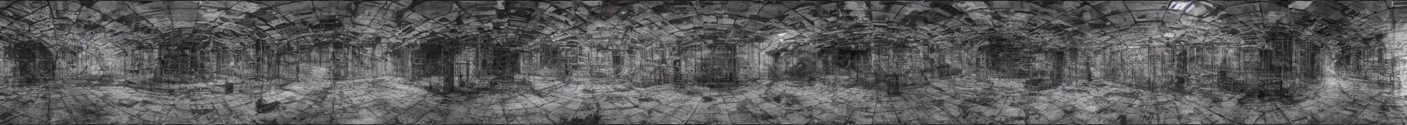 Image similar to photo of an immersive forgotten panopticon well with cctv cameras everywhere, photorealistic, higly detailed dark brutalist architechture, 3 6 0 picture, panorama, 3 5 mm slide, trending on flickr, in the style of francesca woodman, zachary corzine, zhelong xu