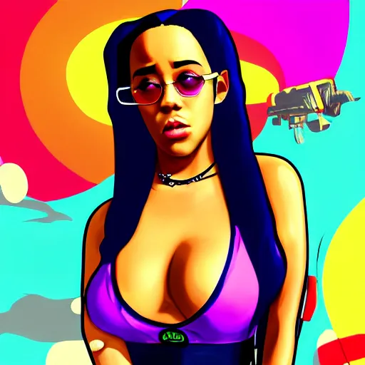 Prompt: doja cat in the style of GTA5 artwork