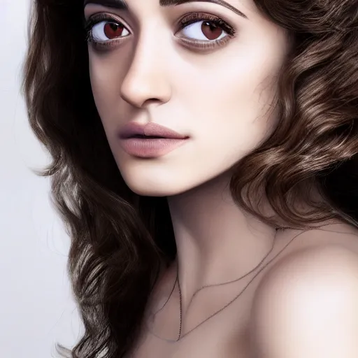 Image similar to algerian Emmy Rossum, realistic, photo studio, HDR, 8k, trending on artstation
