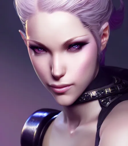 Prompt: beautiful portrait of a gorgeous personal trainer who looks like Ivy Valentine , character design by charlie bowater, ross tran, artgerm, and makoto shinkai, detailed, soft lighting, rendered in octane