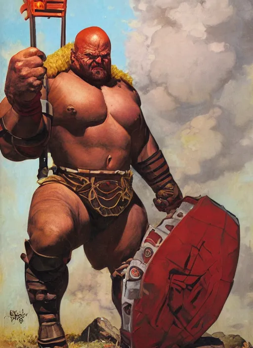 Image similar to full body and head portrait of Hafþór Júlíus Björnsson as juggernaut, dynamic action, painted by norman rockwell and phil hale and greg staples and tom lovell and frank schoonover and jack kirby