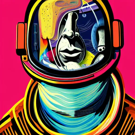 Prompt: graphic illustration, creative design, astronaut, biopunk, francis bacon, highly detailed, hunter s thompson, concept art