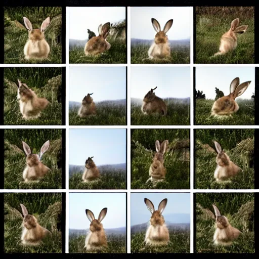 Image similar to a rabbit jumping up over a fence, shown as a film strip showing 9 sequential stills starting from time 0 : 0 0 from the video clip in a grid
