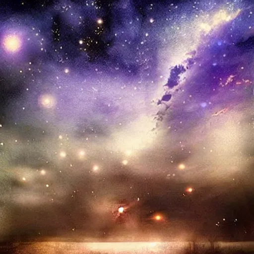 Image similar to a beautiful dreamy night sky, steampunk, fantasy, modern, beautiful, stars