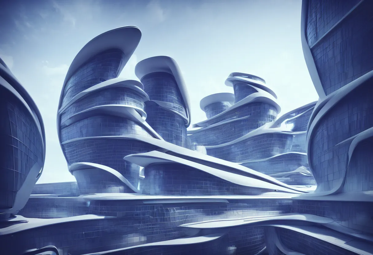 Image similar to futuristic architecture by zaha hadid, multi storey, cinematic shot, unreal engine, photorealistic, octane render