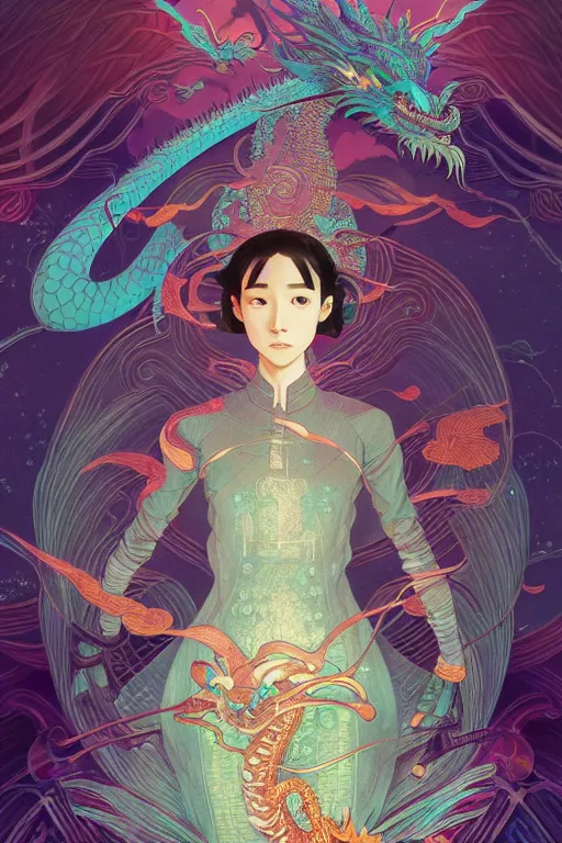 Image similar to a beautiful hyperdetailed character design 4 k wallpaper illustration of cyan dragon victo ngai, from china, style of studio ghibli, makoto shinkai, raphael lacoste, louis comfort tiffany, denoise, deblurring, artgerm, xision, james jean, ross tran, chinese style