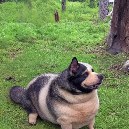 Image similar to fattest dog trail cam