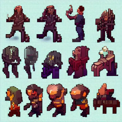 Prompt: concept art for a magic mechanic, character design, artstation trending # pixelart