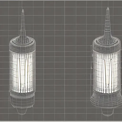 Prompt: schematics for a 3 d printable lamp, instructional, printables. com,. 3 mf