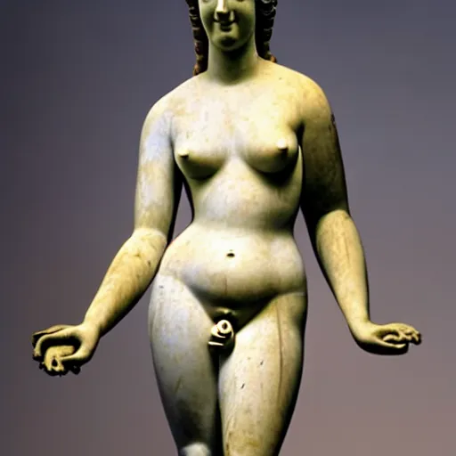 Image similar to a photograph of the venus of milo as a real person