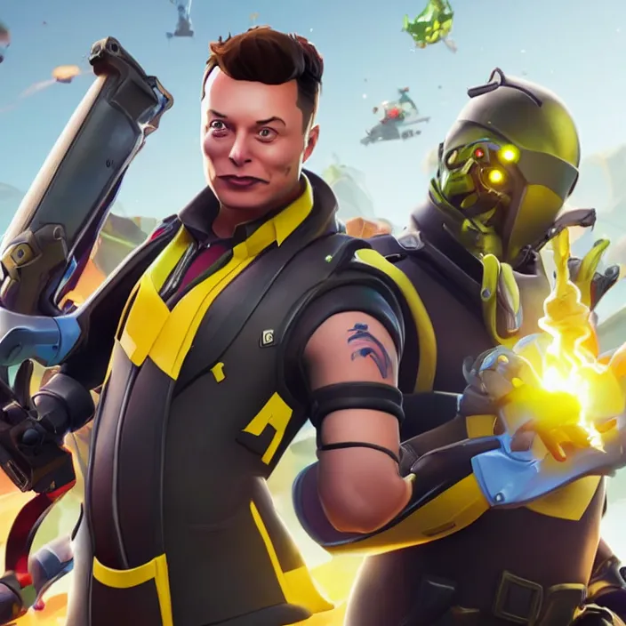 Image similar to Elon musk as a Fortnite character, cinematic, detailed