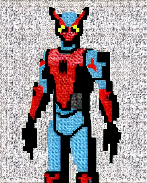 Image similar to a pixel single sprite of armored spiderman ultraman grey fox from metal gear cyborg gay japanese - american hybrid as overwatch character, pixel art, isometric, 3 2 x 3 2, 2 d game art, 1 6 bit, dynamic pose, # pixelart