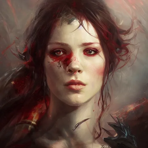 Image similar to a portrait of a character by raymond swanland