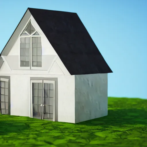 Prompt: origami farmhouse in white paper, 3 d render, ultra detailed, on white background, studio shot