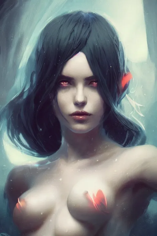 Prompt: A fancy portrait of a Very attractive succubus by Greg Rutkowski, beeple, Sung Choi, Mitchell Mohrhauser, Maciej Kuciara, Johnson Ting, Maxim Verehin, Peter Konig, final fantasy, macro lens , 8k photorealistic, cinematic lighting, HD, high details, dramatic, dark atmosphere, trending on artstation