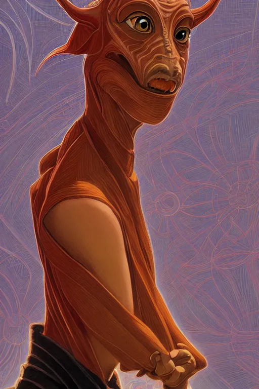 Prompt: Jar Jar Binks, Victo Ngai, artgerm portrait