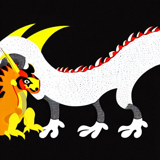 Image similar to vector art of welsh dragon and panda mixed, intercrossed, chimera, adobe illustrator