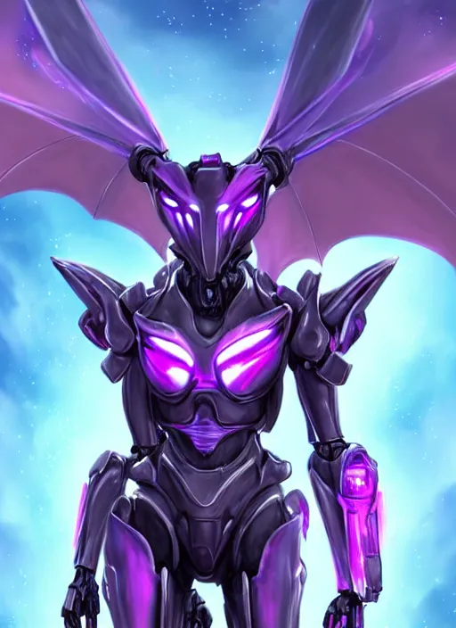 Image similar to cinematic goddess full shot, beautiful stunning hot anthropomorphic robot mecha female dragon, sleek dragon head, metal ears, led purple eyes, smooth fuschia skin, smooth silver armor, floating in space, holding a galaxy, epic proportions, epic size, epic detail, furry art, dragon art, giantess art, warframe fanart, furaffinity, octane