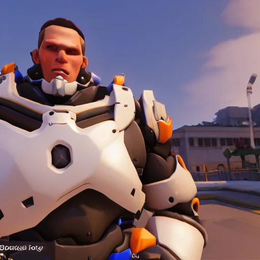 Image similar to jerma985 in overwatch, full body, wide shot, portrait, unreal engine, in game screenshot, high definition, detailed