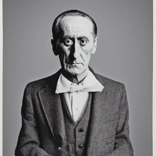 Image similar to a minimalist portrait of Marcel Duchamp in the style of Man Ray and Pieter Hugo, wide angle, monochrome and chromatic aberrations