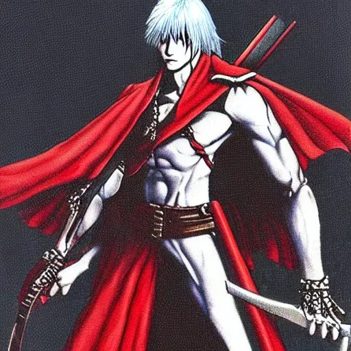 Image similar to Dante from Devil May Cry in Castlevania Symphony of the Night, highly detailed, pixel art