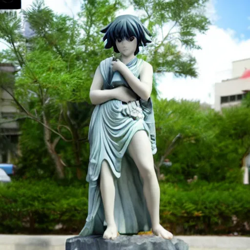 Prompt: photo of roman statue of tsubasa hanekawa