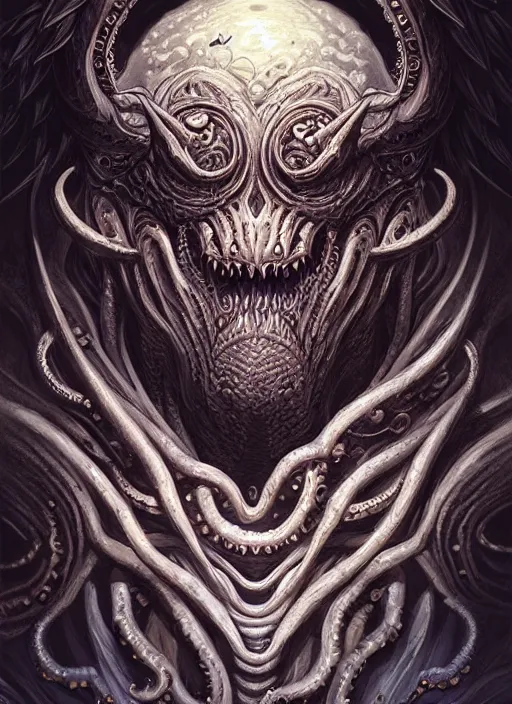 Prompt: portrait of Mario as a large Lovecraftian monster, fantasy, intricate, elegant, highly detailed, digital painting, artstation, concept art, smooth, sharp focus, illustration, art by artgerm and greg rutkowski