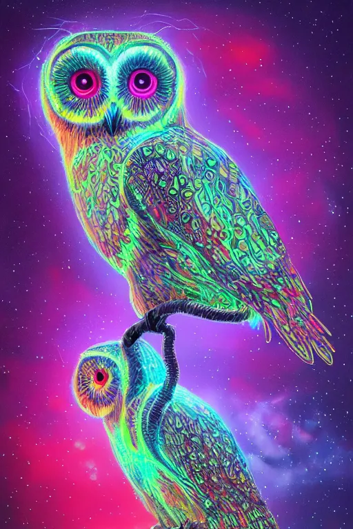 Image similar to glowing owl, beautiful colours, highly detailed, digital art, sharp focus, trending on art station