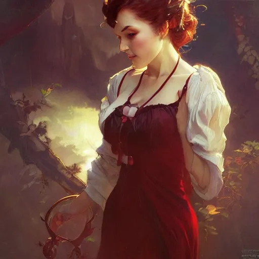 Image similar to portrait of a beautiful vampire by Stanley Artgerm Lau , greg rutkowski, thomas kindkade, alphonse mucha, loish, norman rockwell, J. C. Leyendecker. Trending on artstation rule of thirds detailed illustration hd 4k