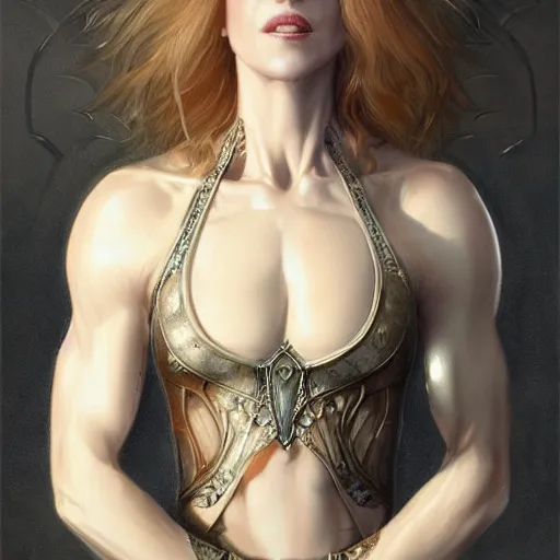 Image similar to portrait of nicole kidman, muscular upper body, fantasy, intricate, elegant, highly detailed, digital painting, artstation, concept art, matte, sharp focus, illustration, art by aenaluck and roberto ferri and greg rutkowski, epic fantasy, digital painting