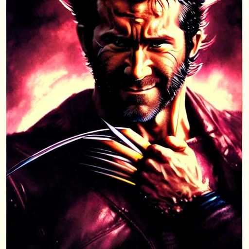 Prompt: uhd photorealistic portrait of ryan reynolds as wolverine, by amano, ayami kojima, greg rutkowski, lisa frank, mark brooks, and karol bak, masterpiece, cinematic composition, dramatic pose, studio lighting, hyperdetailed, intricate details