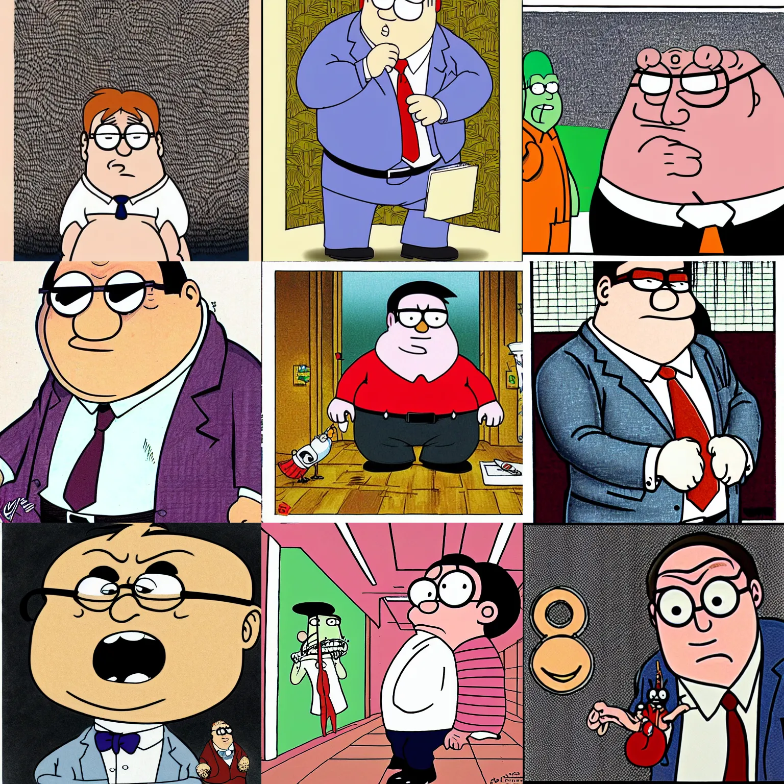 Prompt: peter griffin, drawn by junji ito, manga, in color, high quality