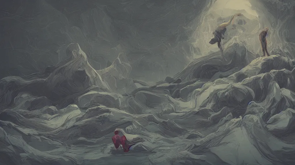 Prompt: visual representation of anxiety, artwork, illustration, landscape, trending on artstation, stunning visuals