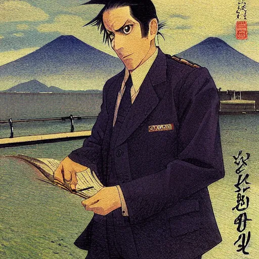 Image similar to anime detective joseph goebbels by hasui kawase by richard schmid