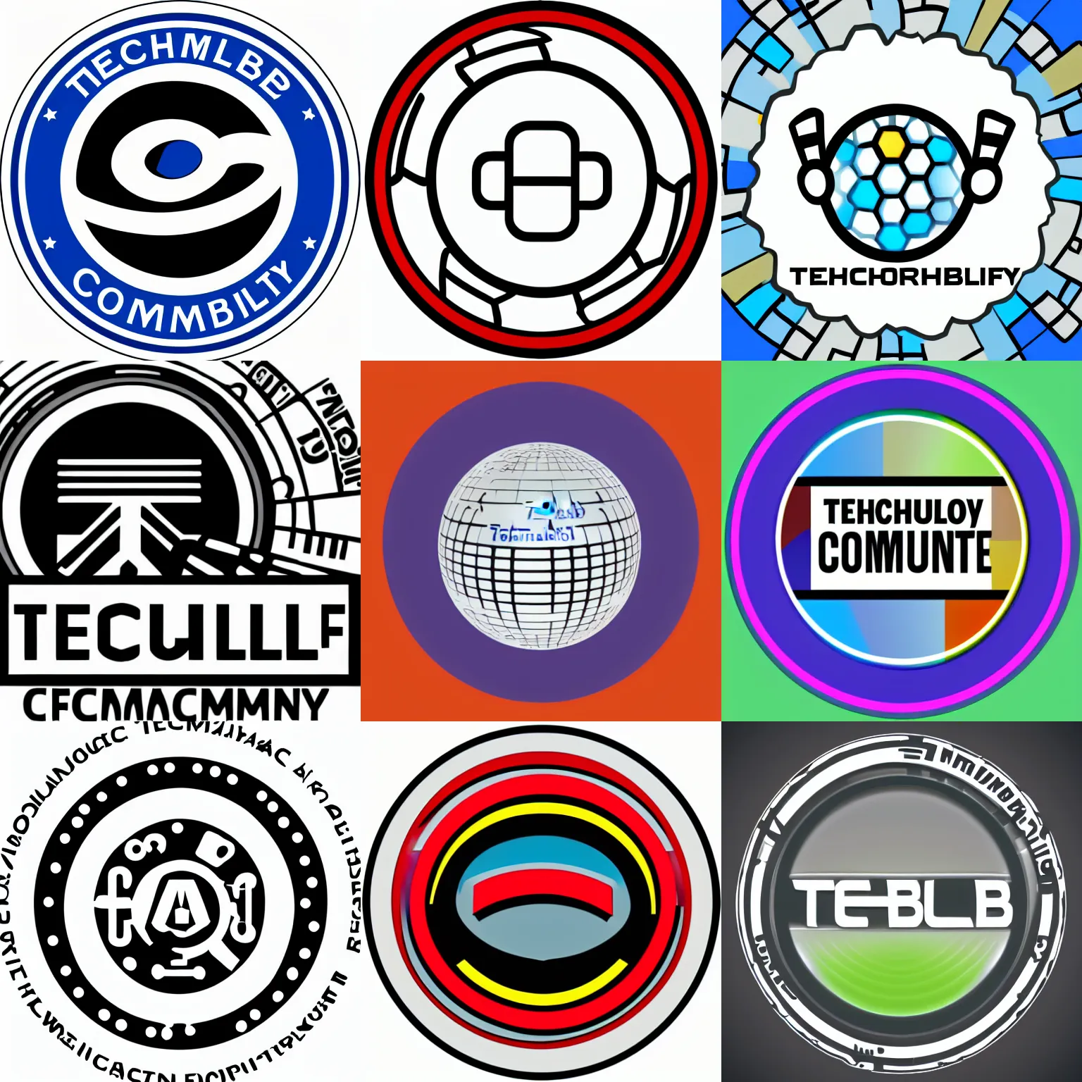 Prompt: round logo of a technobabble community