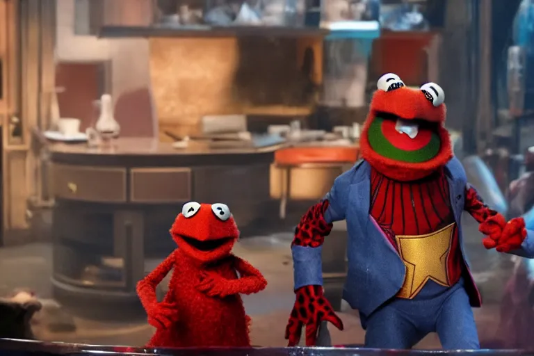 Prompt: film still of Animal from the Muppet Show as Tony Stark in Avengers Endgame, 8k,