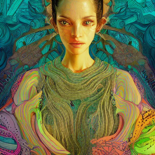 Prompt: the portrait of an incredibly beautiful and sophisticated latina woman partially made of onions of all colors, an ultrafine detailed illustration by james jean, final fantasy, intricate linework, bright colors, behance contest winner, vanitas, angular, altermodern, unreal engine 5 highly rendered, global illumination, radiant light, detailed and intricate environment