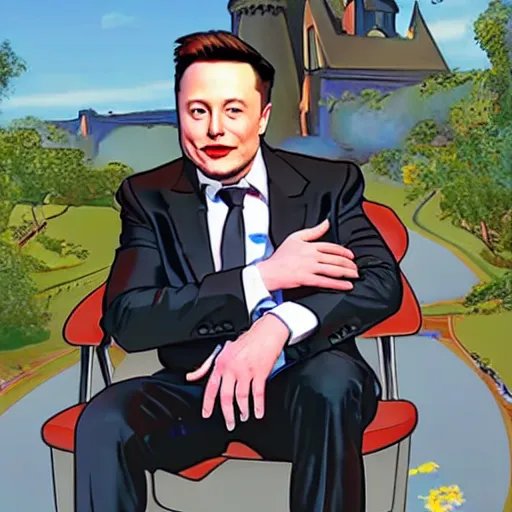 Image similar to elon musk as a cartoon disney princess