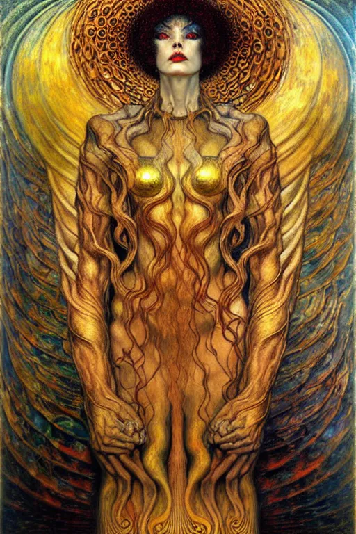 Image similar to Divine Chaos Engine by Karol Bak, Jean Delville, William Blake, Gustav Klimt, and Vincent Van Gogh, symbolist, visionary