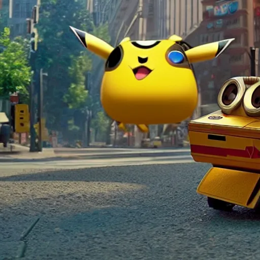 Image similar to Pikachu As seen in Pixar animated movie Wall-e 4K quality super realistic