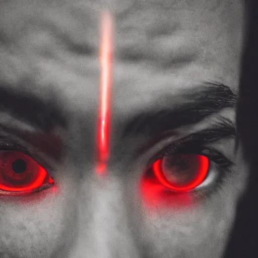 Image similar to a man with red glowing eyes