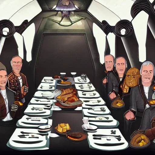 Image similar to the Fett's family banquet on Kamino