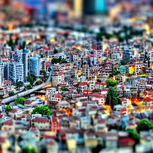 Prompt: tilt shift HDR f/1.8 photo of a cityscape made r turkey of Lego, realistic award winning photography