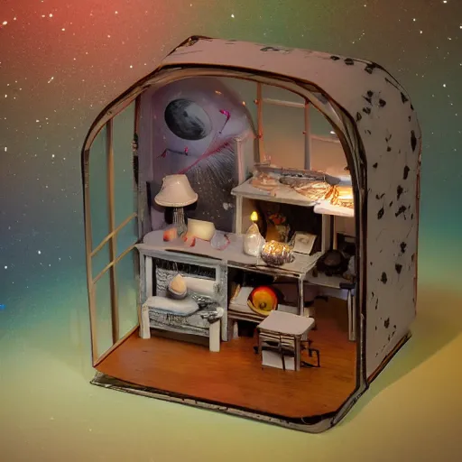 Image similar to Liminal space in outer space, dollhouse