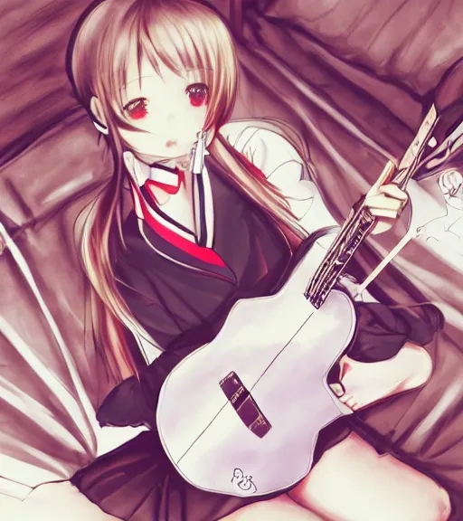 Anime Guitar Yuki Nagato Fender Precision Bass Desktop anime girl black  Hair computer anime Music Video png  PNGWing