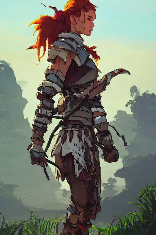 Image similar to combination suit armor aloy horizon forbidden west horizon zero dawn robot ninja mask helmet backpack tribal, art gta 5 comics, official fanart behance hd artstation by jesper ejsing, by rhads, makoto shinkai and lois van baarle, ilya kuvshinov, ossdraws radiating a glowing aura cgi rtx 2 0 2 2