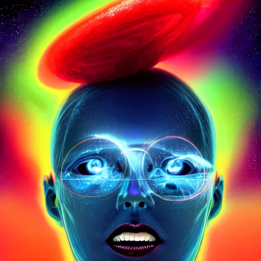 Image similar to I've discovered life, scientist, ecstatic, infinite power, manic, perfect eyes, full body shot, chemical structures, atoms, molecules, portrait, energized face, noble, transformation, vivid colors, elegant, concept art, sharp focus, digital art, Hyper-realistic, 4K, Unreal Engine, Highly Detailed, HD, Dramatic Lighting by Brom, trending on Artstation