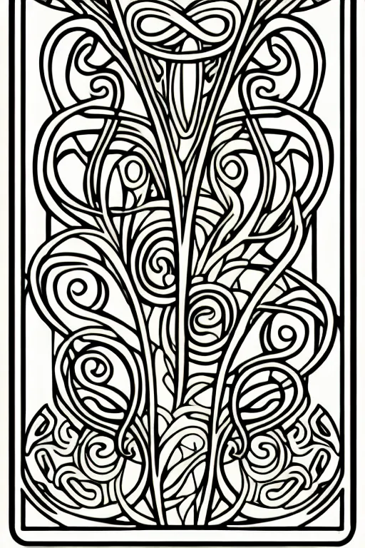 Image similar to vector images, art nouveau border designs, smooth lines, strong outline, coloring book outline, flowers